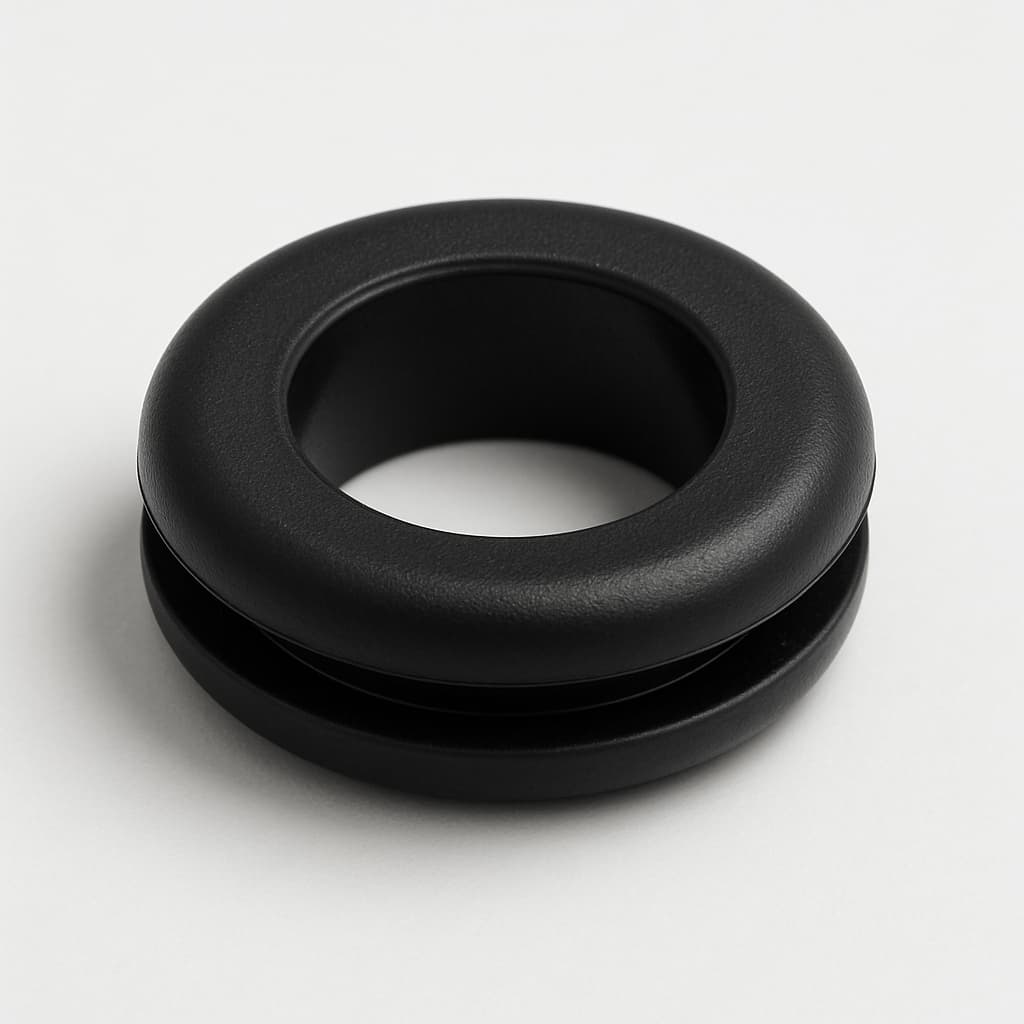 PVC Black Grommet for 13.5 mm Panel Hole — illustrative AI-generated image