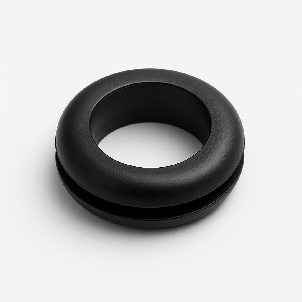 Black PVC Grommet, 13 mm Panel Hole — illustrative AI-generated image