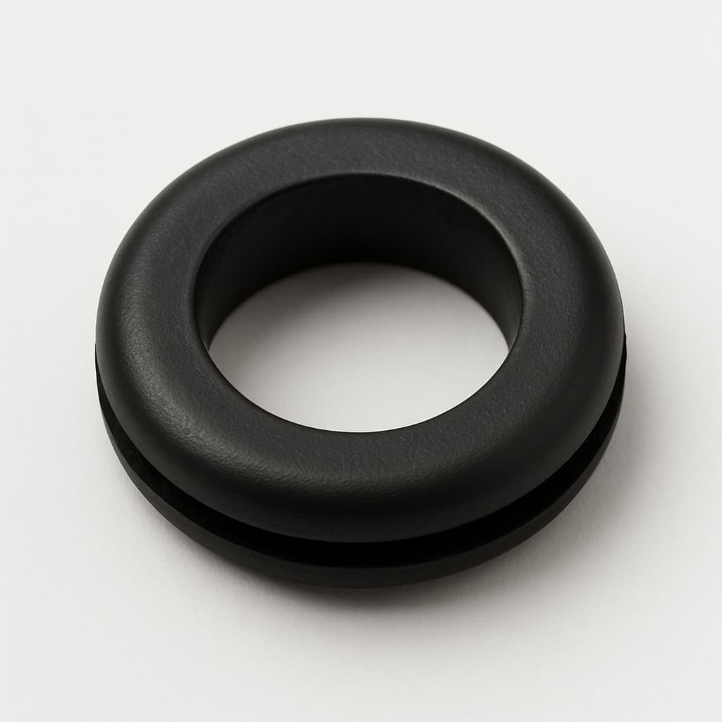 PVC Grommet, Black, 15 mm Panel Hole — illustrative AI-generated image