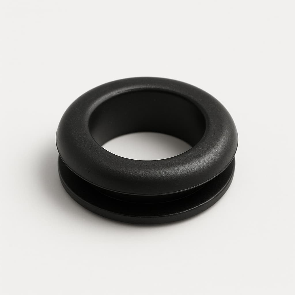 PVC Grommet, Black, 15 mm Panel Hole — illustrative AI-generated image