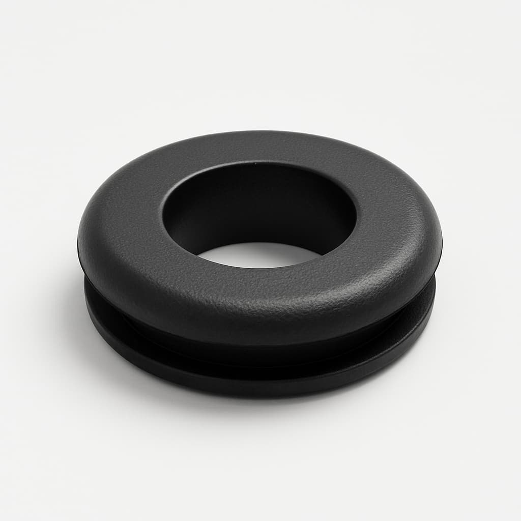 PVC Black Grommet, 15 mm Panel Hole, 5 mm Panel Thickness — illustrative AI-generated image