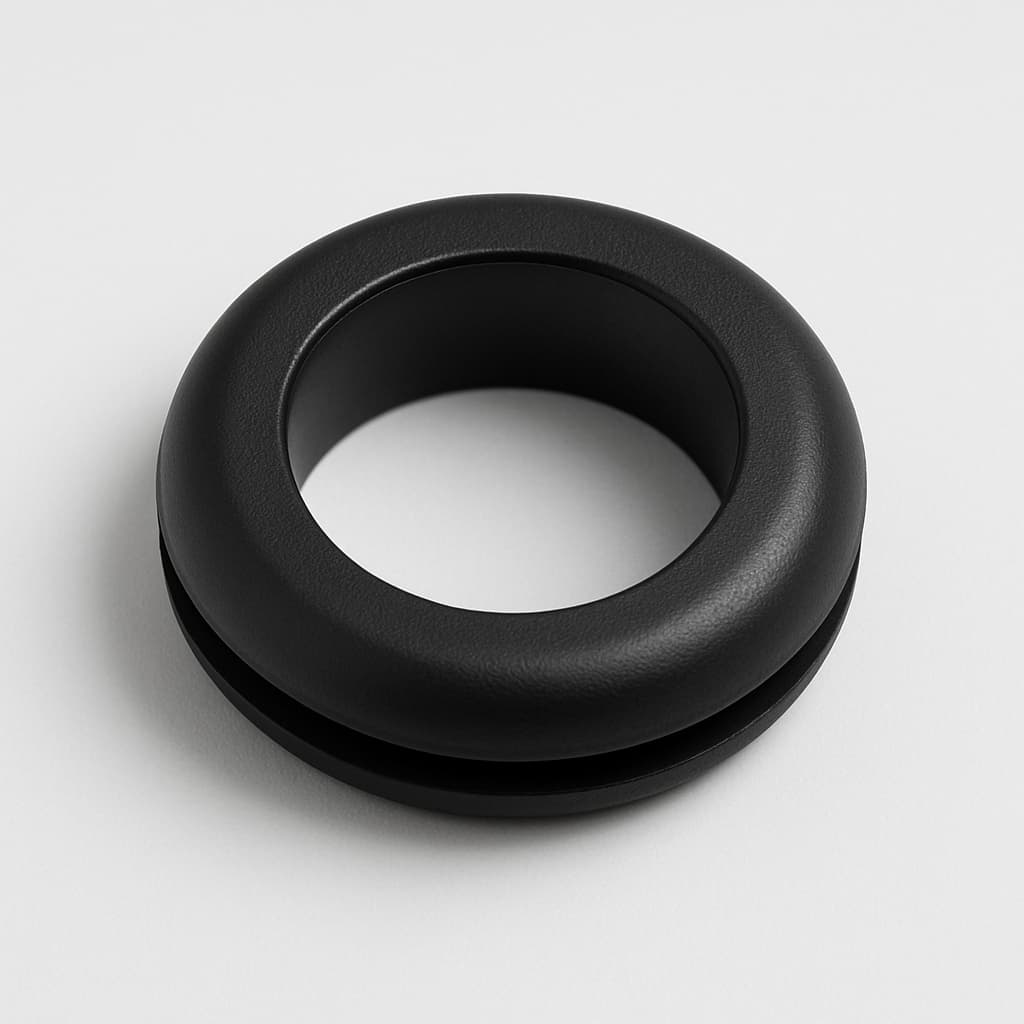 PVC Grommet, Black, 15 mm Panel Hole — illustrative AI-generated image