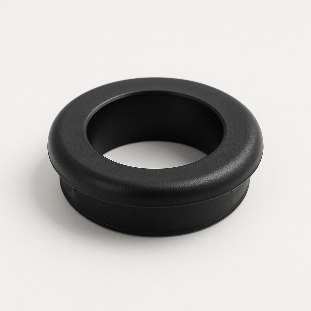 PVC Grommet, Black, 15 mm Panel Hole — illustrative AI-generated image