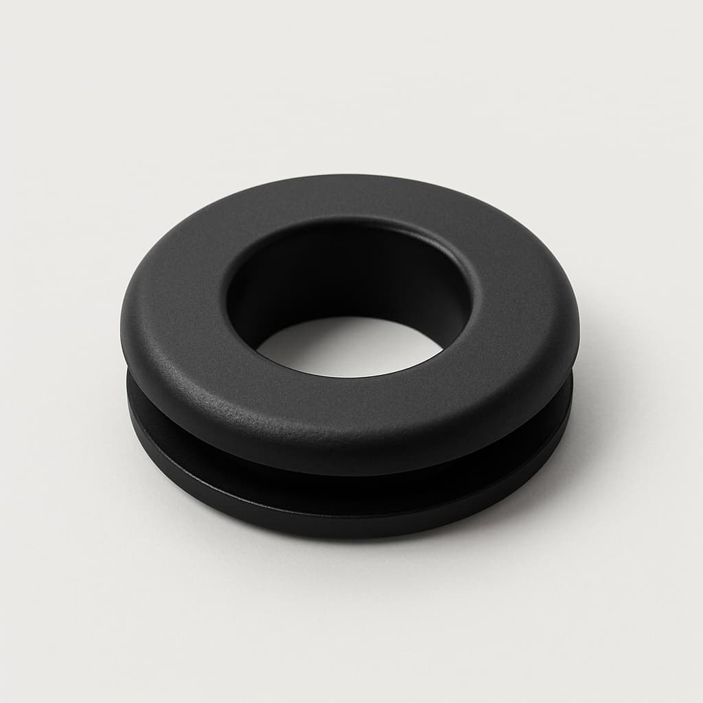 PVC Black Grommet, 21 mm Panel Hole, 13 mm Cable — illustrative AI-generated image