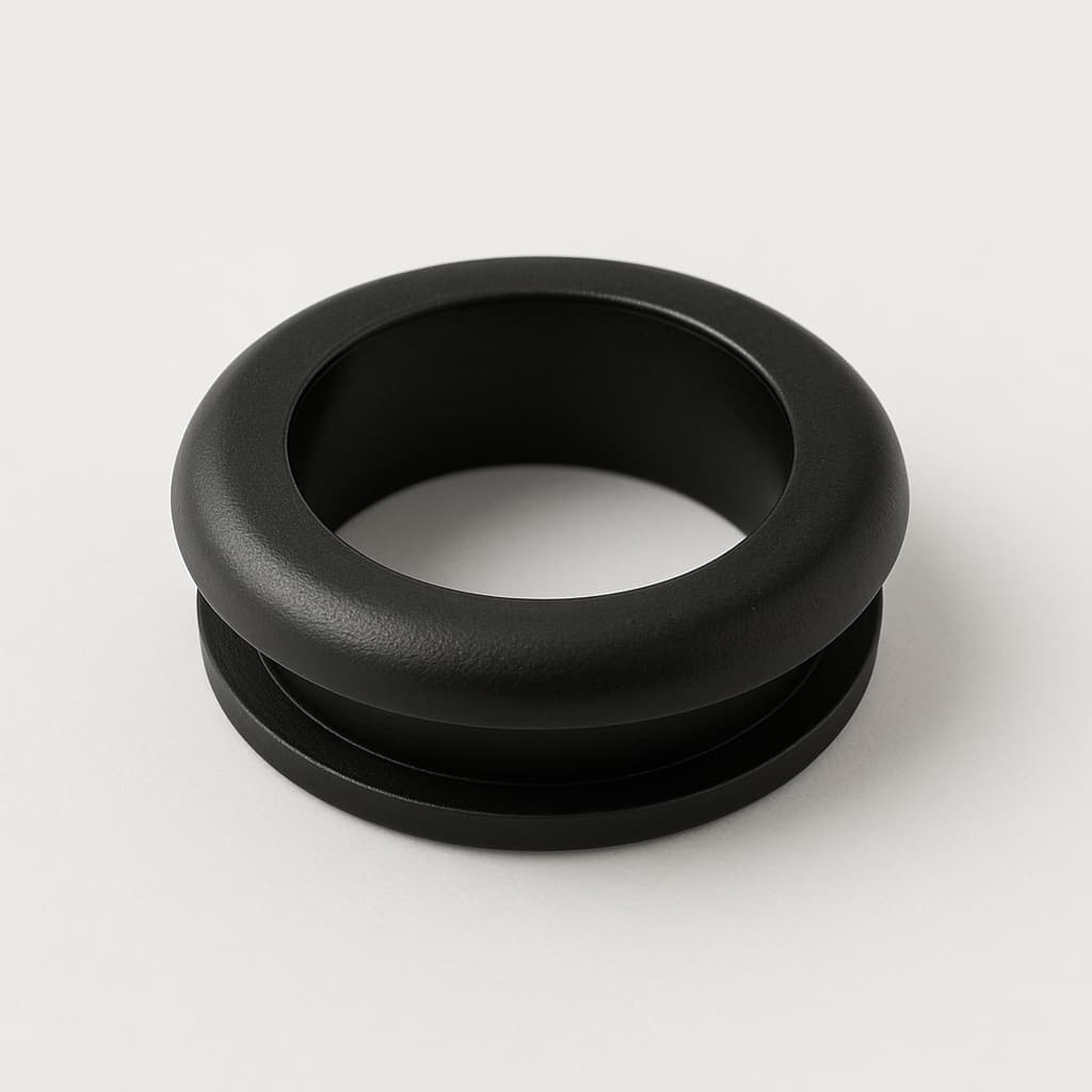 Black PVC Grommet, 21 mm Panel Hole — illustrative AI-generated image