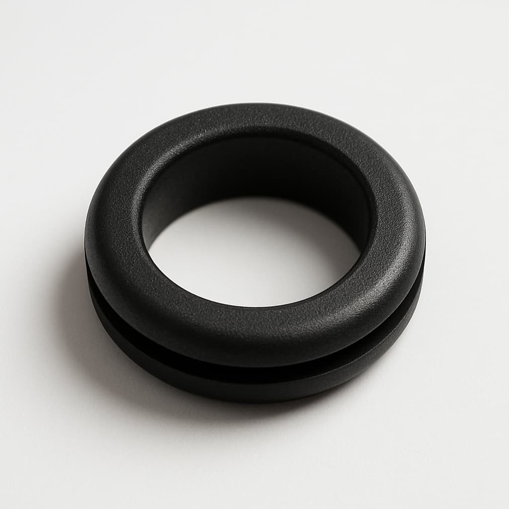 PVC Black Grommet, 21 mm Panel Hole, 17 mm Cable — illustrative AI-generated image