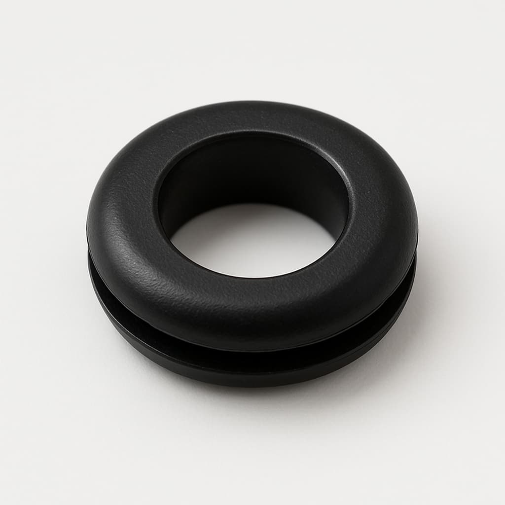 PVC Black Grommet, 10 mm Panel Hole — illustrative AI-generated image