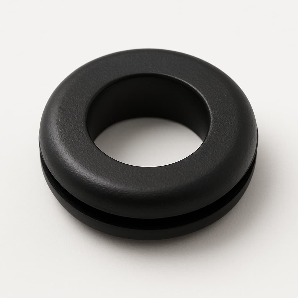 PVC Grommet, Black, 10 mm Panel Hole — illustrative AI-generated image