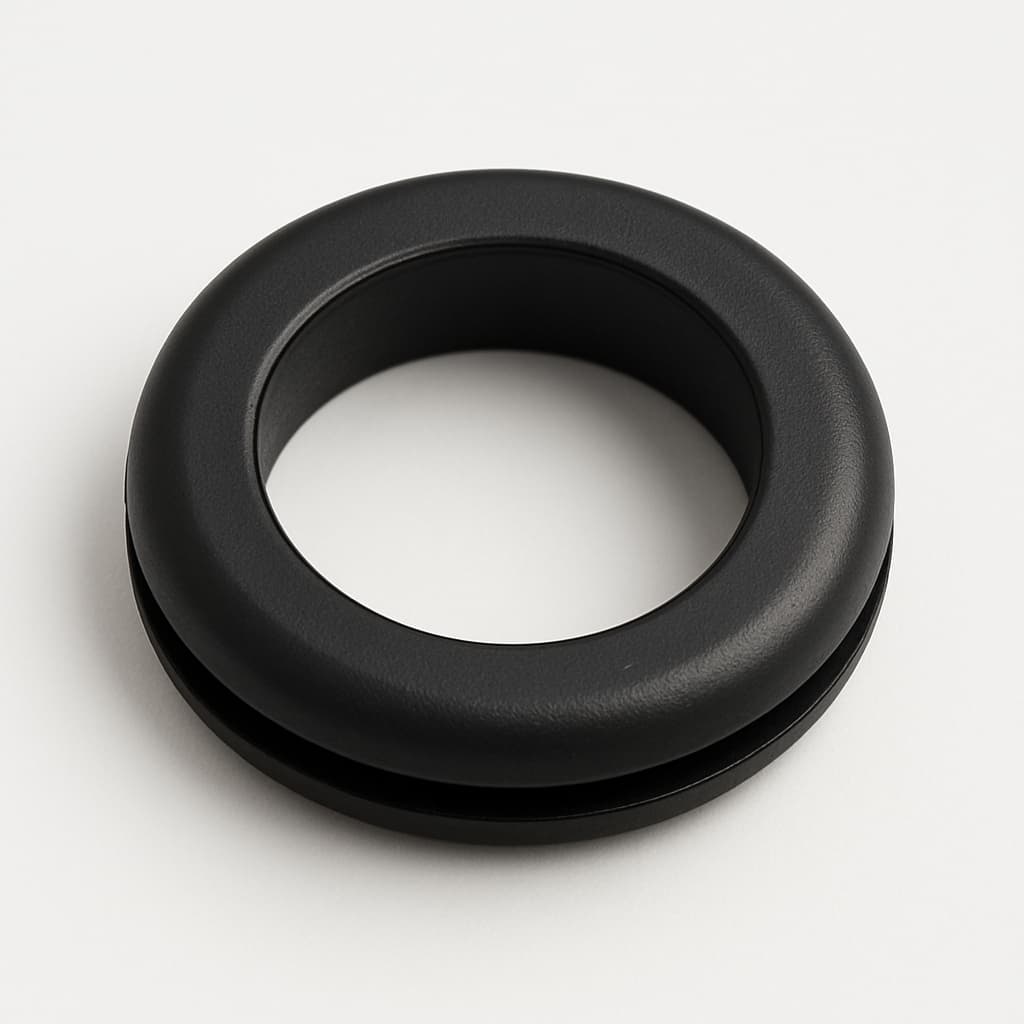 Black PVC Membrane Grommet, 24 mm Panel Hole — illustrative AI-generated image