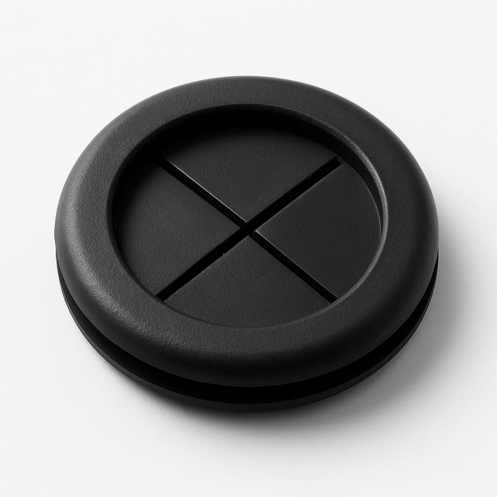 PVC Membrane Grommet, Black, 26 mm Panel Hole, 2 mm Panel Thickness — illustrative AI-generated image