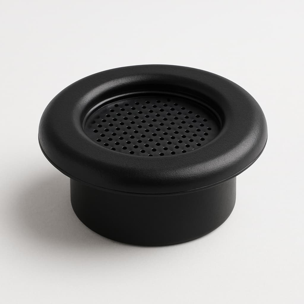 10680-1 PVC Black Grommet with Perforated Membrane — illustrative AI-generated image