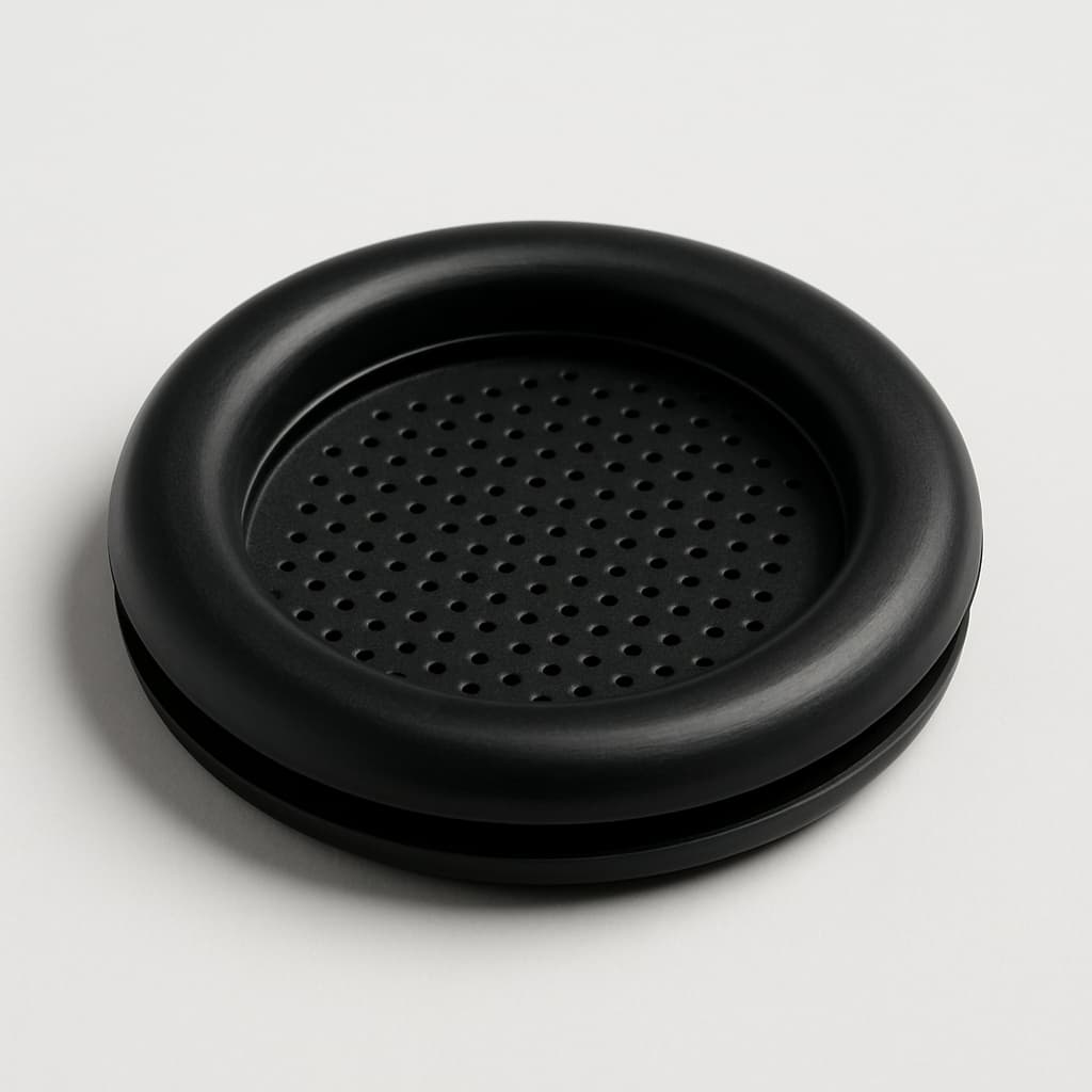PVC Black Grommet with Perforated Membrane — illustrative AI-generated image