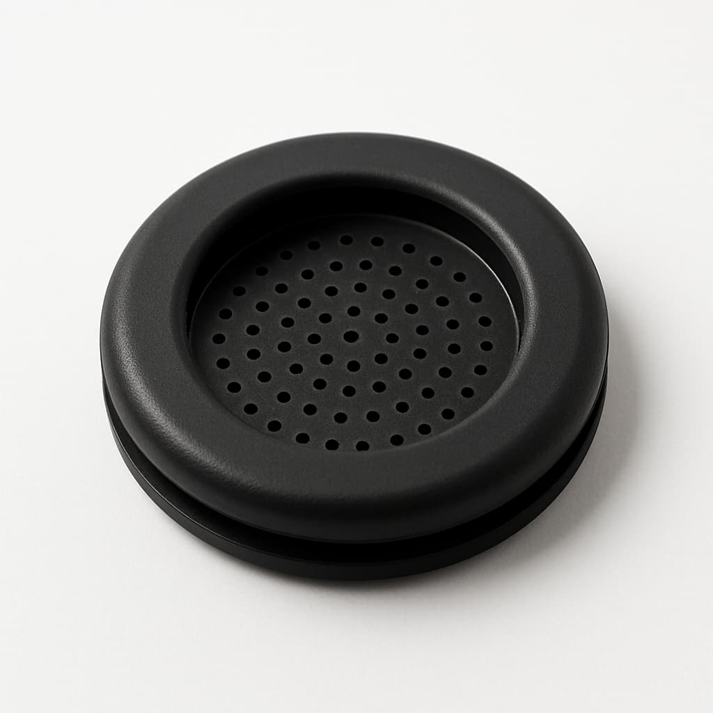 PVC Black Grommet with Perforated Membrane — illustrative AI-generated image