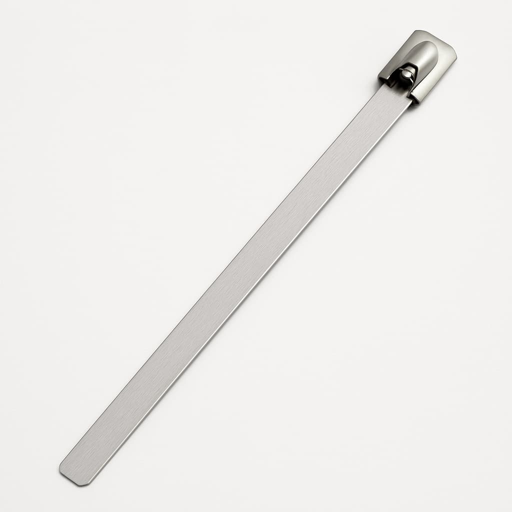 Stainless Steel Ball-Lock Cable Tie 200 mm x 4.6 mm — illustrative AI-generated image