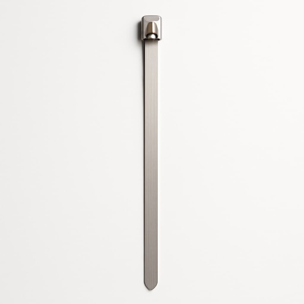 Stainless Steel Ball-Lock Cable Tie, Uncoated, 300 mm x 4.6 mm — illustrative AI-generated image