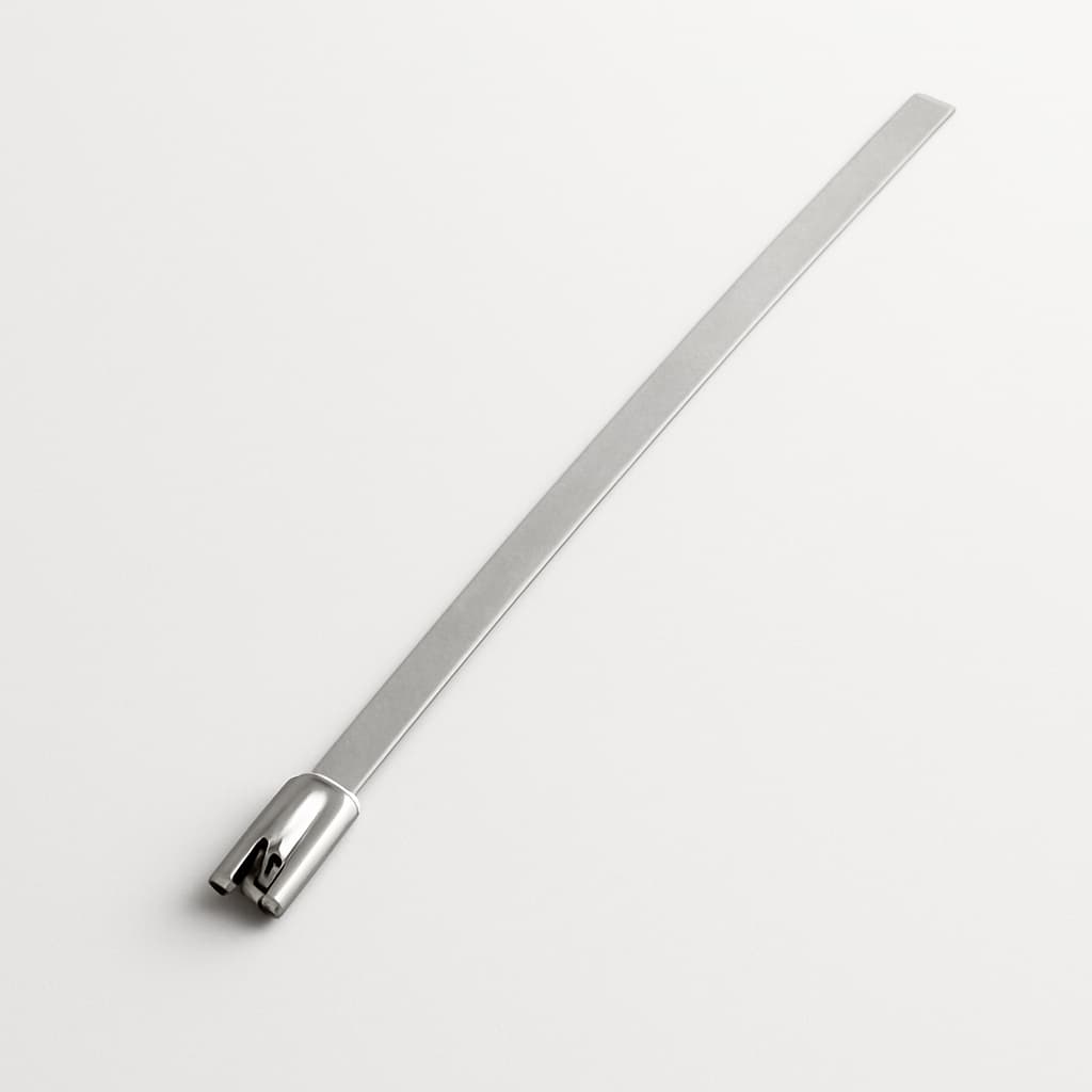 Ball-Lock Stainless Steel Cable Tie, Uncoated, 400 mm x 4.6 mm — illustrative AI-generated image