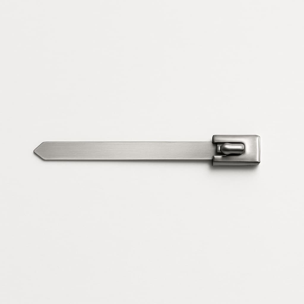Stainless Steel Ball-Lock Cable Tie, Uncoated, 100 mm x 4.6 mm — illustrative AI-generated image
