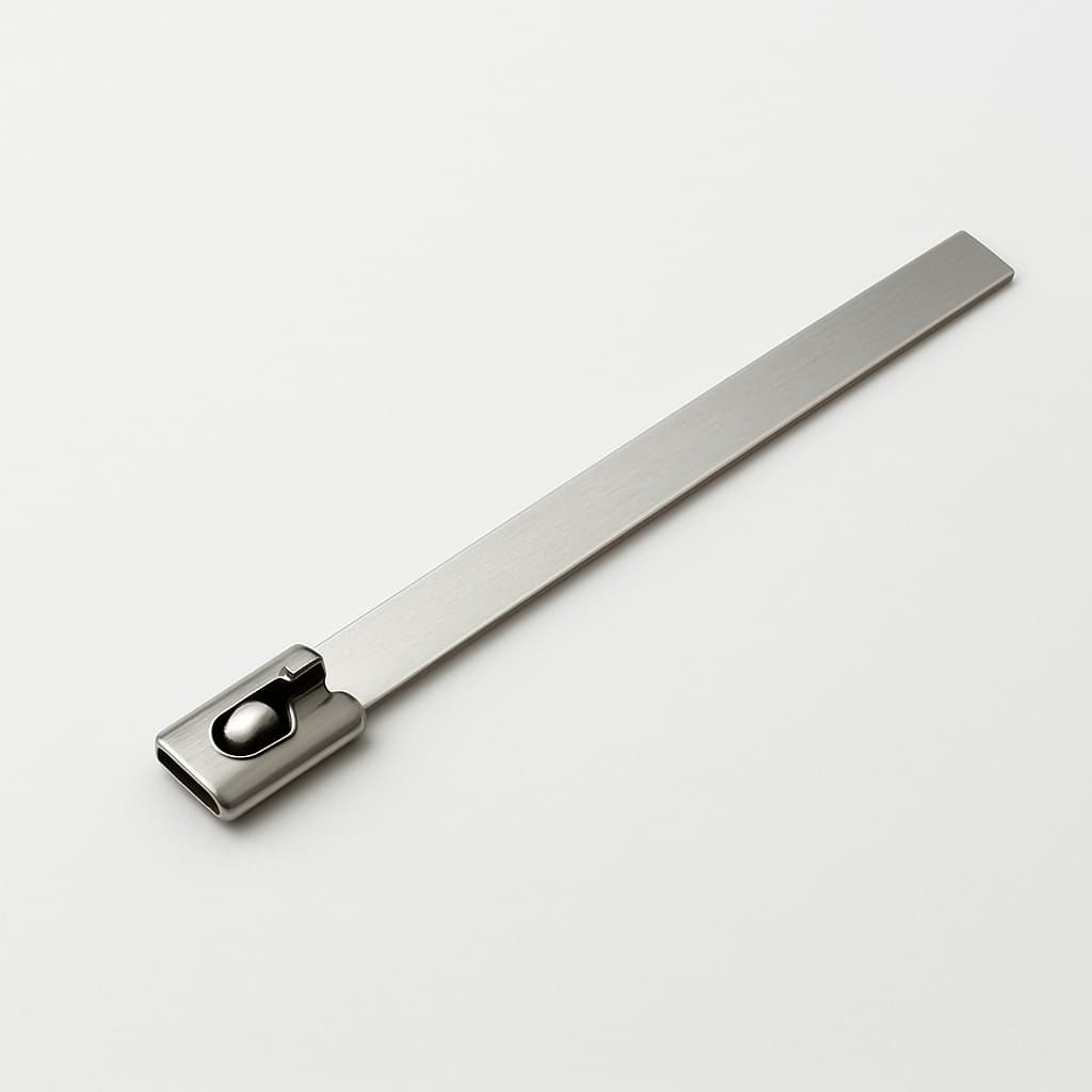 Stainless Steel Ball-Lock Cable Tie, 150 mm x 4.6 mm — illustrative AI-generated image