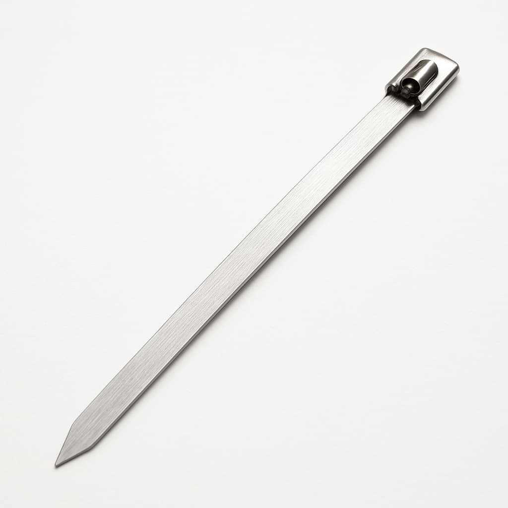 Stainless Steel Ball-Lock Cable Tie, Uncoated, 250 mm x 4.6 mm, S316 — illustrative AI-generated image