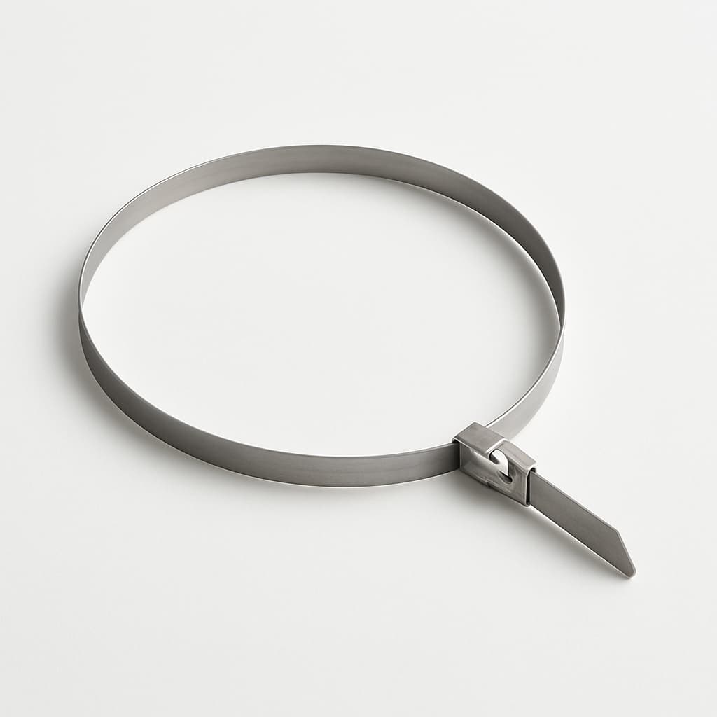 Stainless Steel Ball-Lock Cable Tie 250 mm x 7.9 mm — illustrative AI-generated image