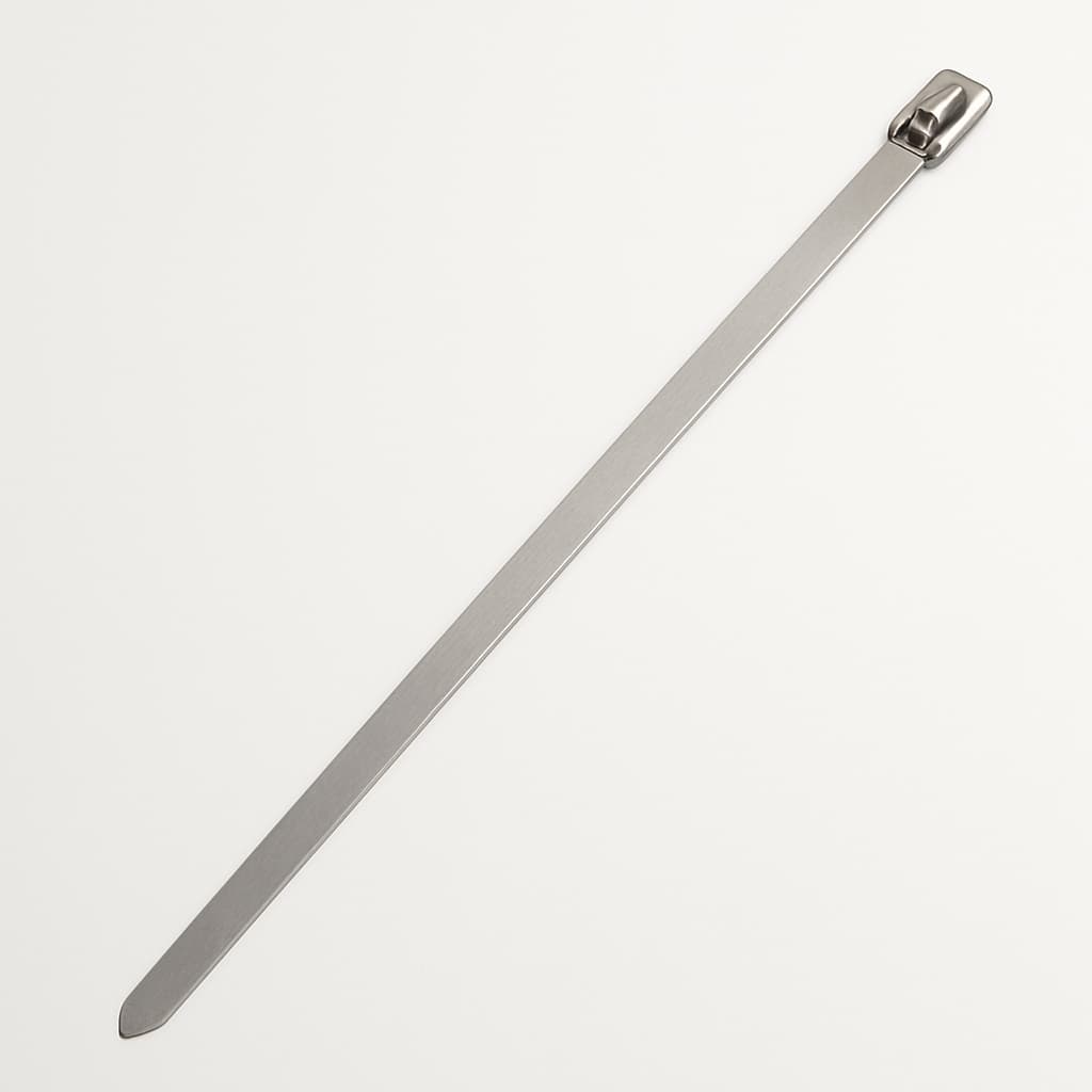 Stainless Steel Ball-Lock Cable Tie, 400 mm x 7.9 mm — illustrative AI-generated image