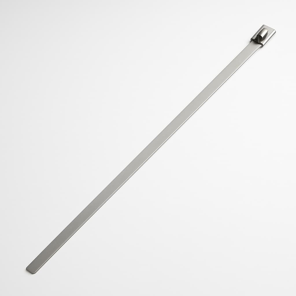 Stainless Steel Ball-Lock Cable Tie, Uncoated, 500 mm x 7.9 mm, S304 — illustrative AI-generated image