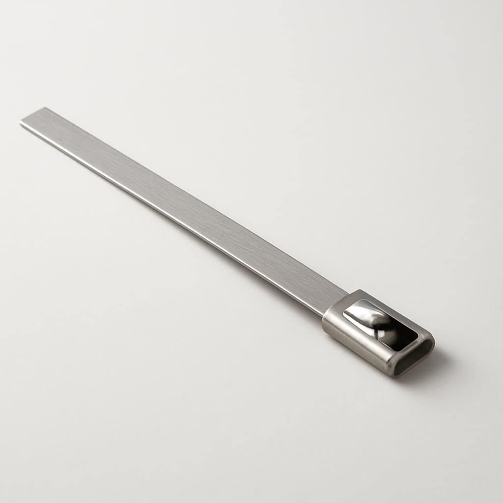 Ball-Lock Uncoated Stainless Steel Cable Tie, 150 mm x 7.9 mm, S316 — illustrative AI-generated image