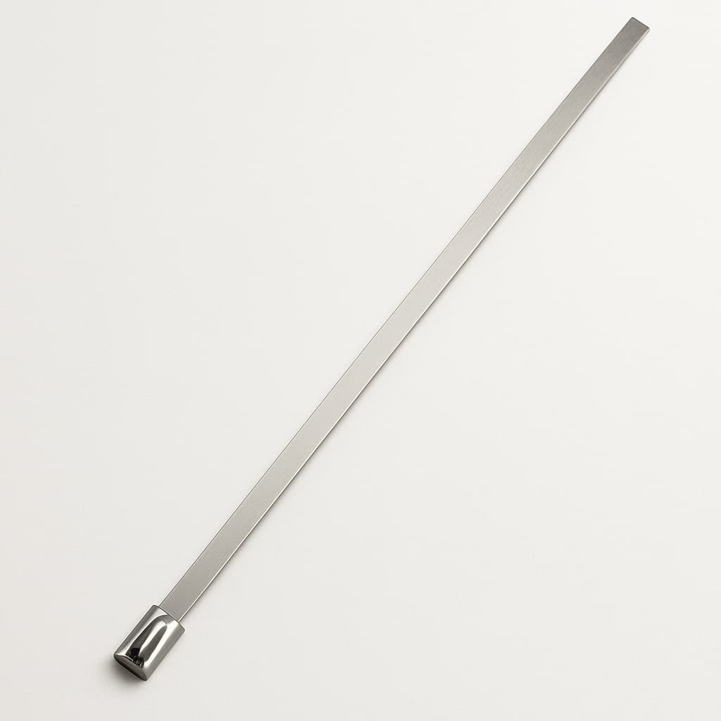 Stainless Steel Ball-Lock Cable Tie 500 mm x 7.9 mm — illustrative AI-generated image
