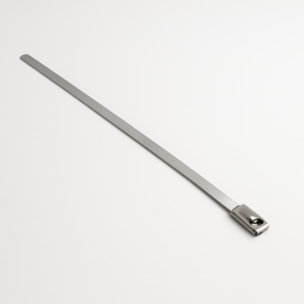 Stainless Steel Ball-Lock Cable Tie, Uncoated, 630 mm x 7.9 mm, S316 — illustrative AI-generated image