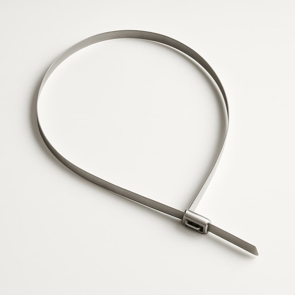 Stainless Steel Ball-Lock Cable Tie 630 mm x 4.6 mm — illustrative AI-generated image