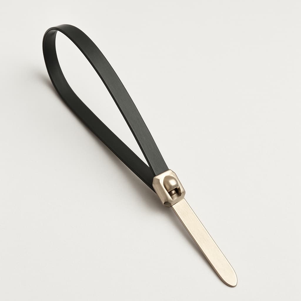 Stainless Steel Ball-Lock Cable Tie, Half Coated, 600 mm x 4.6 mm — illustrative AI-generated image