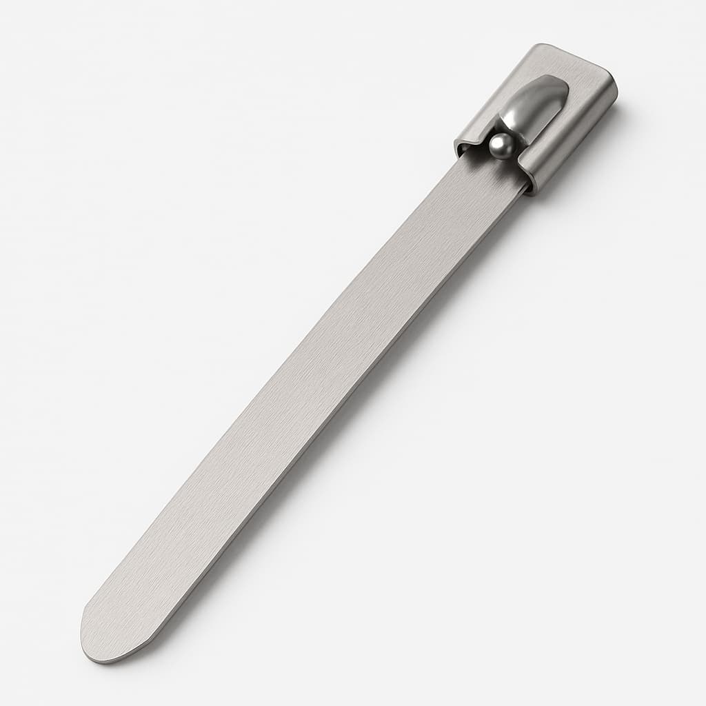 Stainless Steel Ball-Lock Cable Tie 150 mm x 7.9 mm — illustrative AI-generated image