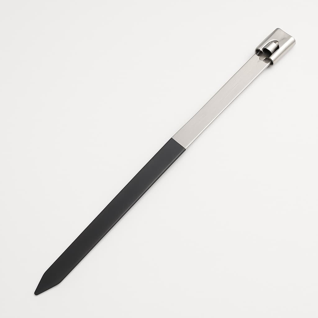 Stainless Steel Ball-Lock Cable Tie, Half Coated, 500 mm x 7.9 mm — illustrative AI-generated image