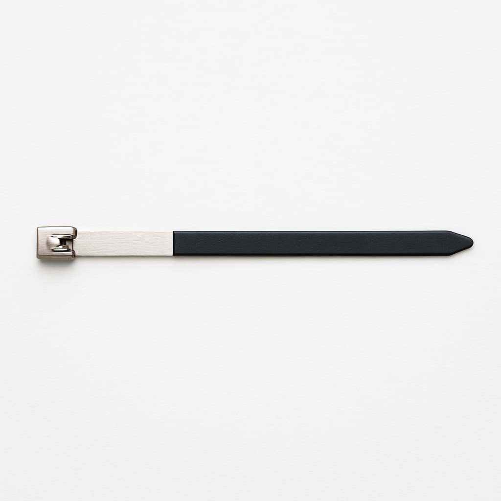 Stainless Steel Ball-Lock Cable Tie, Half Coated, 350 mm x 7.9 mm — illustrative AI-generated image