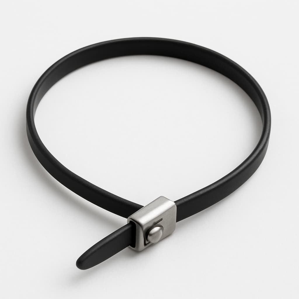 Stainless Steel Ball-Lock Cable Tie, Fully Coated, 100 mm x 4.6 mm — illustrative AI-generated image