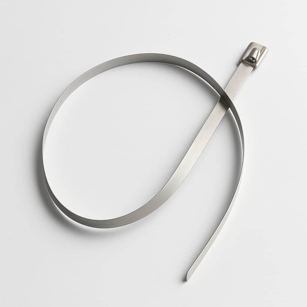 Stainless Steel Ball-Lock Cable Tie 250 mm x 4.6 mm — illustrative AI-generated image