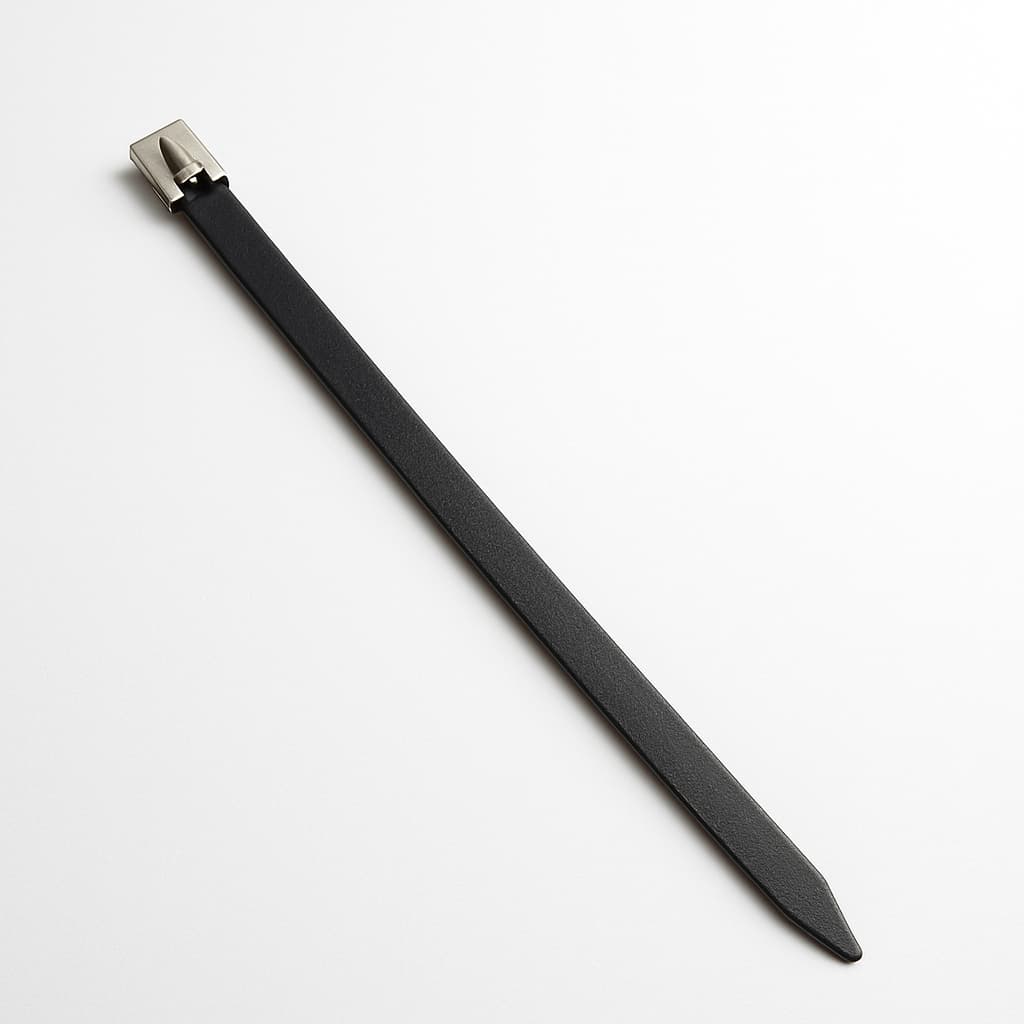 Stainless Steel Cable Tie, Ball-Lock, Fully Coated, 350 mm x 4.6 mm — illustrative AI-generated image