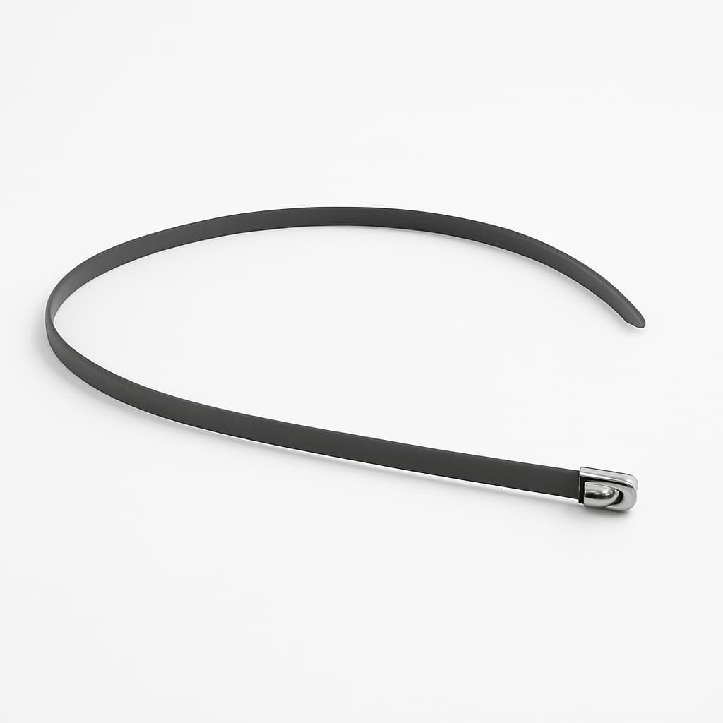 Stainless Steel Ball-Lock Cable Tie, Full Coated, 550 mm x 4.6 mm — illustrative AI-generated image