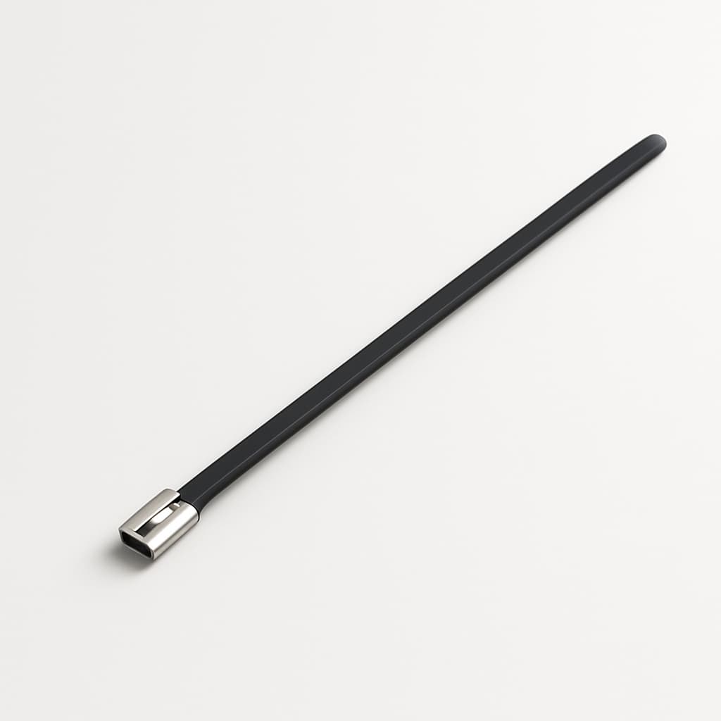 Stainless Steel Ball-Lock Cable Tie, Full Coated, 450 mm x 4.6 mm, S316 — illustrative AI-generated image