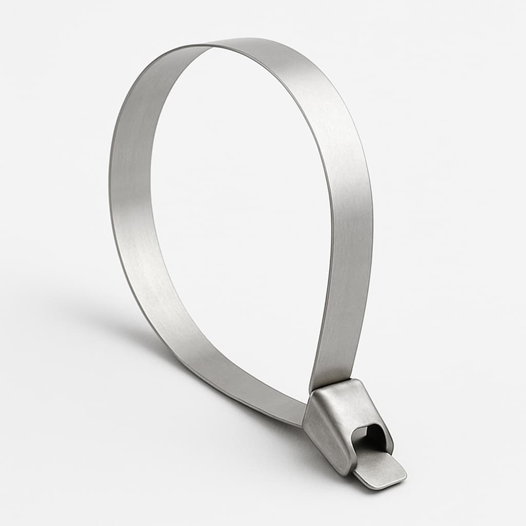 S304 Stainless Steel Ball-Lock Cable Tie, Fully Coated, 100 mm x 7.9 mm — illustrative AI-generated image