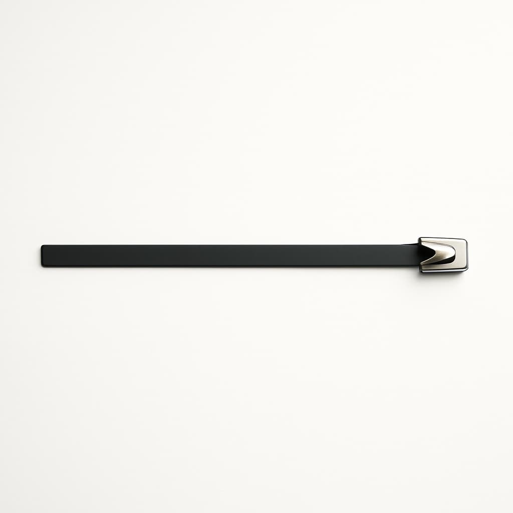 Stainless steel Ball-Lock cable tie, full coated, 300 mm x 7.9 mm — illustrative AI-generated image