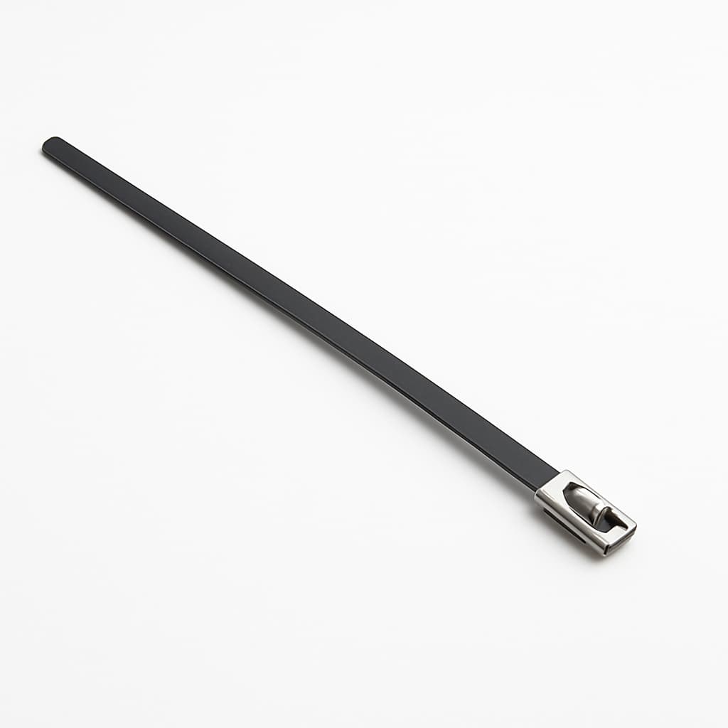 Stainless Steel Ball-Lock Cable Tie, Full Coated, 400 mm x 7.9 mm — illustrative AI-generated image