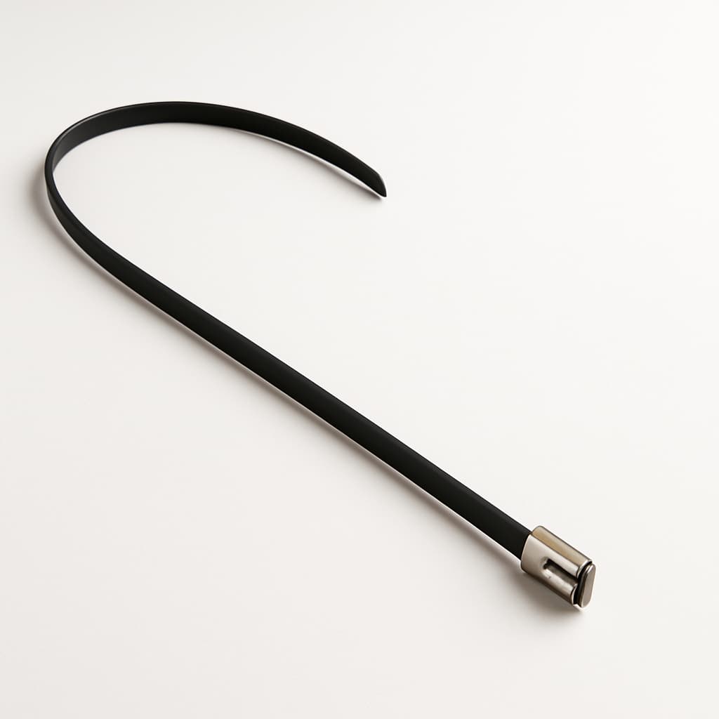 Stainless Steel Ball-Lock Cable Tie, Full Coated, 550 mm x 7.9 mm — illustrative AI-generated image