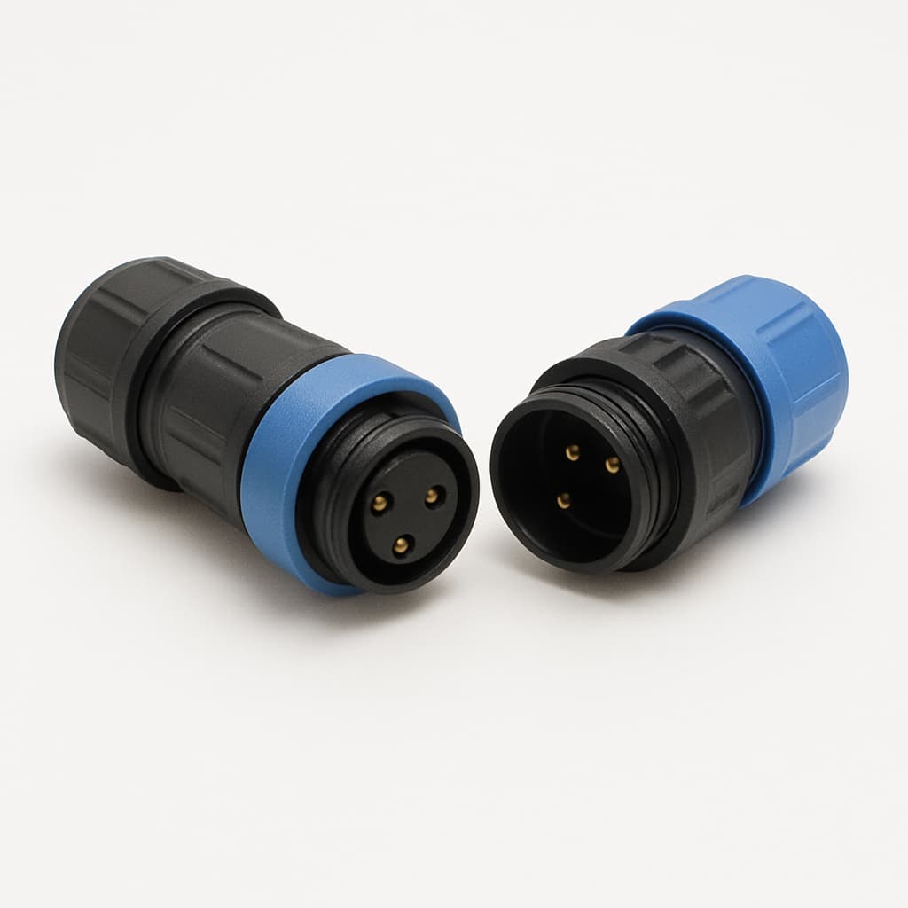 WP-18 IP67 3 Pole Waterproof Connector Set — illustrative AI-generated image