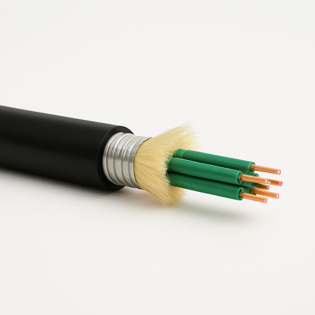 Telegartner L08021D0105 Outdoor Cable A-DQ(ZN)B2Y 1x24G50/125 OM2 — illustrative AI-generated image