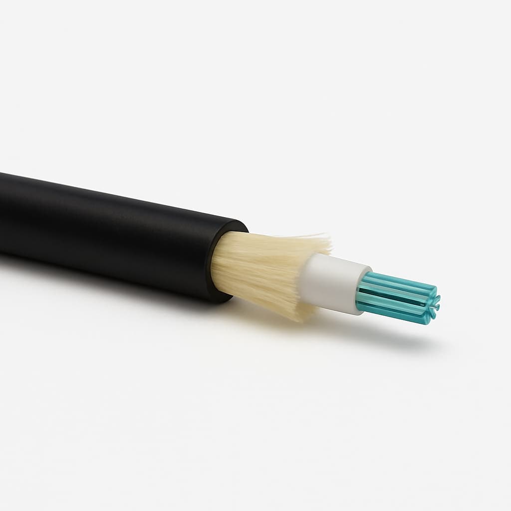 Telegartner L08021D0202 Outdoor Cable A-DQ(ZN)B2Y 1x6G50/125 OM3 — illustrative AI-generated image