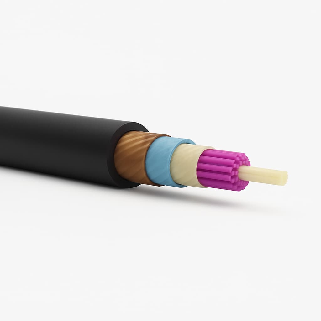 Telegartner L08021D0305 Outdoor Cable A-DQ(ZN)B2Y 1x24G50/125 OM4 — illustrative AI-generated image