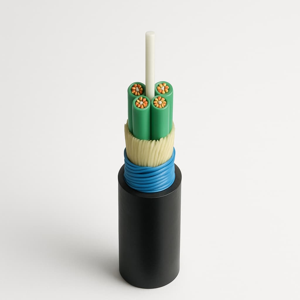 Telegartner L08021D1106 Outdoor Cable A-DQ(ZN)B2Y 4x12G50/125 OM2 — illustrative AI-generated image