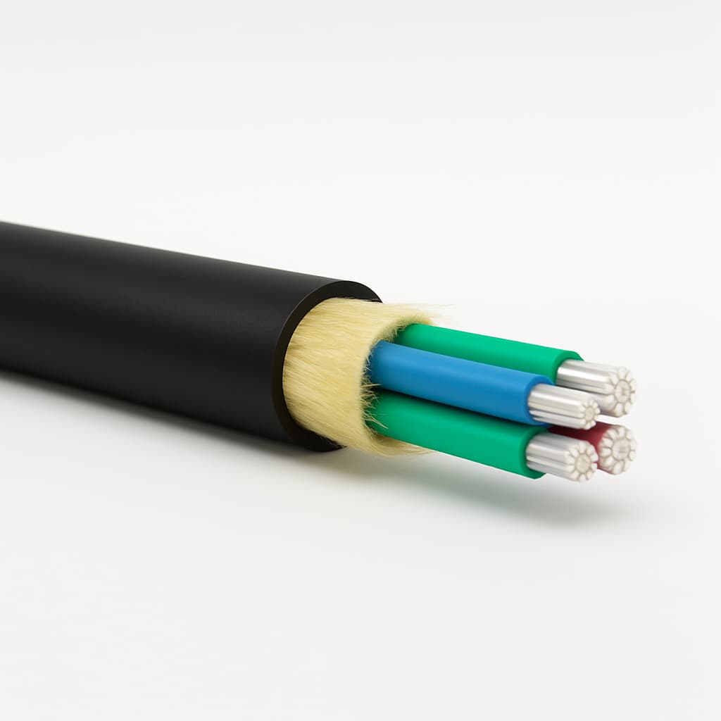 Telegartner L08021D1306 Outdoor Cable A-DQ(ZN)B2Y 4x12G50/125 OM4 — illustrative AI-generated image