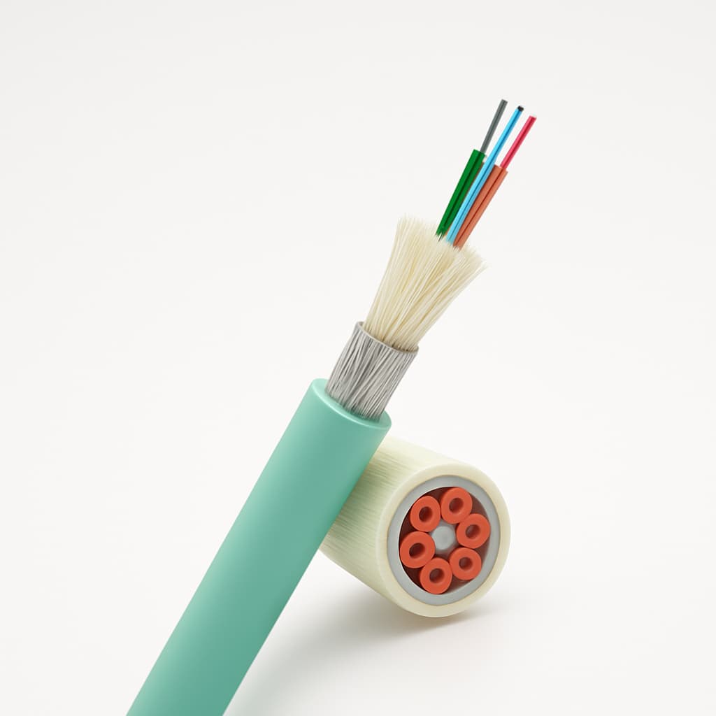 Telegartner L08021T0222 Universal Cable A/I-DQ(ZN)BH 1x6G50/125 OM3 — illustrative AI-generated image